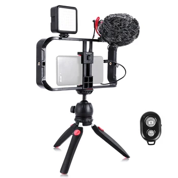 Комплект видеооборудования для смартфона Andoer с мини-светодиодной видеосвязью, микрофоном, штативом для видеозаписи в прямом эфире