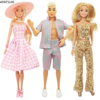 Комплект одежды для куклы Барби в стиле кино, наряды для кукол Кен 1/6 Топ, футболка, Брюки, платье, браслет, ожерелье, Шляпа, Обувь, Игрушки
