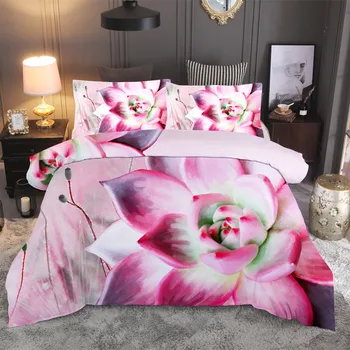 Комплект постельного белья, пододеяльник, розовый комплект постельных принадлежностей, полноразмерный комплект постельного белья, 3d Полиэстер/Горячее одеяло в пасторальном стиле, комплект принцессы