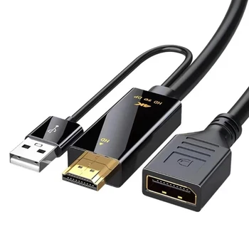 Конвертер HDMI2.0 В DP1.2 Совместимый с Разъемом DisplayPort С USB-Кабелем Питания для Мониторов Видео Конвертер Прямая Поставка