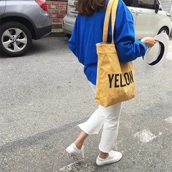 Корейская сумка-тоут большой емкости, Женская сумка с буквами ярких цветов, холщовая сумка через плечо, дорожные сумки, сумки для покупок, сумка для девочек, сумка-тоут, сумки-болсы
