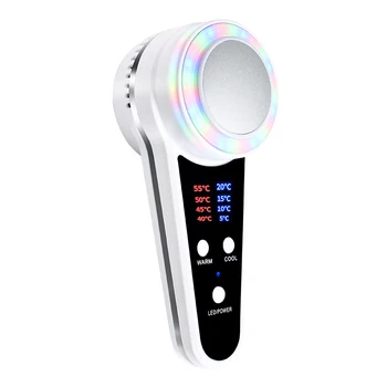 Косметический прибор для фотонной терапии с горячим и холодным молотком для лица, Подтягивающий кожу, Против морщин, Нагревающий и Охлаждающий Компресс-массажер