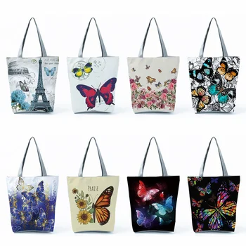 Красивые сумки с принтом бабочки 2023 Универсальная сумка для путешествий, складная пляжная сумка для хранения, сумки для покупок через плечо большой емкости