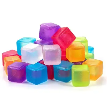 Красочный Кубик Льда Многоразовый Инструмент Для Повторного Замораживания Квадратного Льда Пластиковая Форма Для Льда Куб Охлаждающий Куб 20шт Многоцветный Кубик Льда