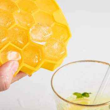 Креативная 37-полостная сотовая форма для кубиков льда, многоразовые лотки, силиконовая форма для кубиков льда, не содержащая BPA, форма для льда со съемными крышками