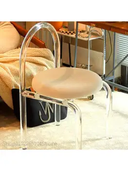 Кресло для макияжа Сетка для спальни Красные Вставки Ветер Прозрачный Акриловый Стул Для отдыха Легкий Роскошный Обеденный стул Nordic Simple Туалетный Табурет