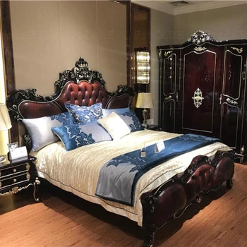 кровать королевского размера в европейском стиле королевская мебель гостиничные спальные гарнитуры из античного золота
