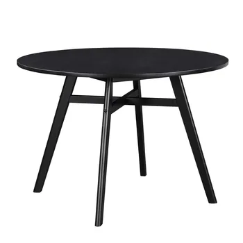 Круглый обеденный стол из массива дерева 44 дюйма, черного цвета, включает 1 стол