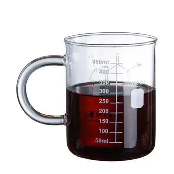 Кружка для химии D0AD, кофейные кружки из боросиликатного стекла, с ручкой и прочным измерением