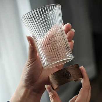 Кружки объемом 310 МЛ Пивная Кружка Стеклянная Кофейная кружка в Японском стиле Ореховая чашка Рукав Стеклянная чашка Стаканы Кофейная Посуда Чай
