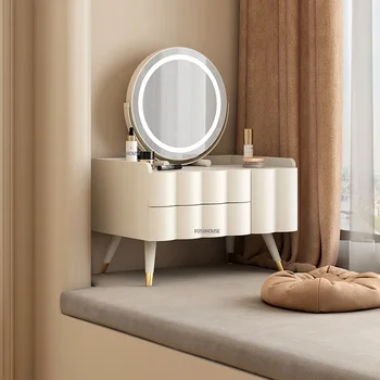 Легкий Роскошный комод с эркерным окном, Современный простой шкаф для хранения, Косметический столик для маленькой квартиры, туалетный столик с зеркалом, мебель для спальни