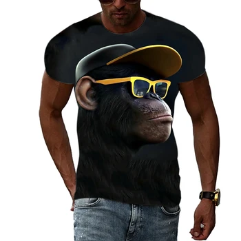 Летние мужские футболки с изображением забавной обезьяны, модный тренд, индивидуальность, футболки с 3D-принтом, хип-хоп Harajuku, повседневная уличная одежда, топ