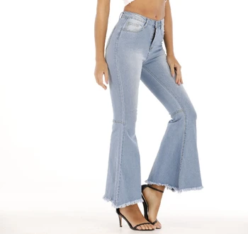 Летние Новые широкие свободные расклешенные джинсы, джинсовые брюки, женские джинсы, женская одежда