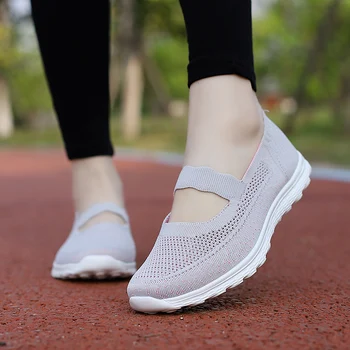 Летняя легкая дышащая повседневная обувь, женская уличная спортивная обувь с эластичной лентой для мамы, женская нескользящая удобная обувь для ходьбы