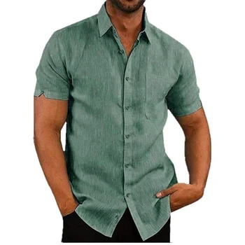 Летняя мужская льняная рубашка с коротким рукавом 2023 года, повседневная крутая рубашка для путешествий на открытом воздухе