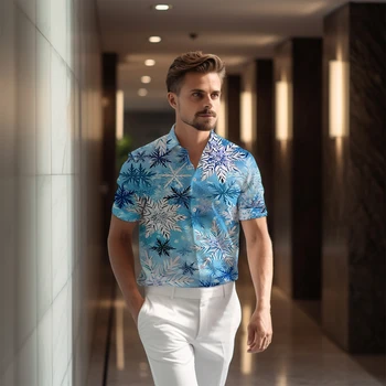 Летняя освежающая и удобная мужская рубашка с короткими рукавами, рубашка с 3D-принтом 