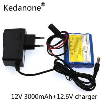 литий-ионная аккумуляторная батарея kedanone NWE 12 В 3000 мАч 18650 и зарядное устройство 12,6 В 1A для камеры видеонаблюдения