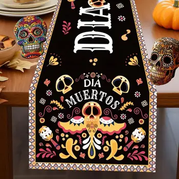 Льняная Мексиканская Настольная дорожка В Художественном Мексиканском стиле Красочная Мексиканская Столовая Мексиканская Праздничная Скатерть для домашнего декора Праздничного стола