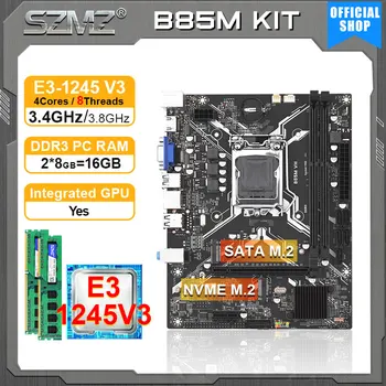Материнская плата SZMZ B85M LGA 1150 CPU RAM combo kit процессор Xeon E3 1245 V3 и 16 ГБ оперативной памяти placa mae DDR3 Set поддерживают NVME SATA3