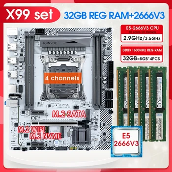 Материнские платы JGINYUE X99M PLUS D3 С процессором Intel E5 2666 V3 и DDR3 8GB1600 * 4GB = 32GB RAM M.2 NVME SATA KIT