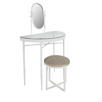Металлический туалетный столик, белая отделка, современная простота, изысканное ощущение небольшого шкафа для хранения, встроенного столика для макияжа