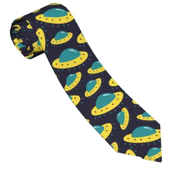 Милые космические галстуки Ufo Унисекс из полиэстера 8 см Галстуки для мужской узкой рубашки Аксессуары для косплея