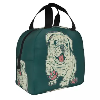 Милый английский Бульдог, изолированная сумка для ланча для женщин, Британская домашняя собака, Многоразовый термоохладитель, коробка для бенто, Походные сумки для еды
