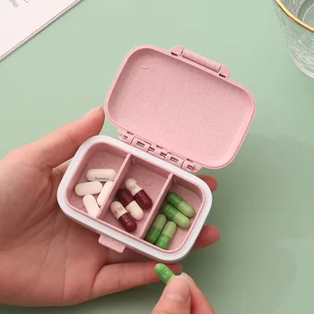 Мини-футляр-органайзер для таблеток Портативный 3 сетки Коробка для таблеток Контейнер для хранения таблеток Еженедельная коробка для лекарств Чехол для таблеток