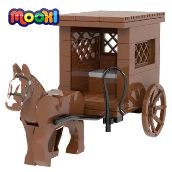 Модель военной кареты MOOXI в стиле милитари, строительные блоки средневековья, Обучающая детская игрушка для детей, Подарочный кирпич, Сборные детали MOC5033
