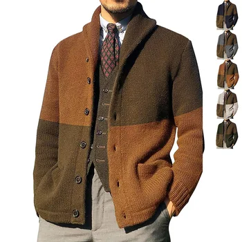Модный тренд 2023 года, Осенне-зимний кардиган, вязаный жакет с длинными рукавами и пуговицами в тон, свитер, Кардиган для мужчин