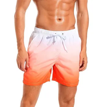 Мужские пляжные шорты с 3D-принтом, мужские шорты с красочным рисунком, пляжные брюки с сетчатой подкладкой, эластичные весенние и летние купальники