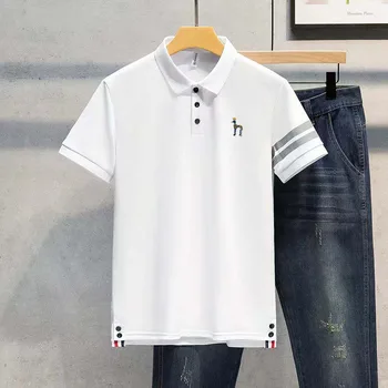 Мужские рубашки поло с логотипом бренда HAZZYS, мужские рубашки, удобная летняя высококачественная повседневная футболка с коротким рукавом и отворотом