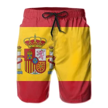 Мужские шорты для купания с изображением флага Испании, 3D доска для серфинга, короткие пляжные шорты, мужской купальник, спортивные штаны, трусы для мальчиков
