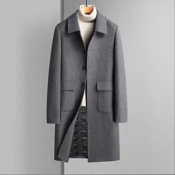 Мужское теплое повседневное шерстяное пальто средней длины, деловая мода, Красивая простота, тонкая куртка, осень-зима, джентльменское толстое пальто