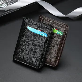 Мужской держатель для карт, тонкая мини-сумка для хранения, кошелек для карт, унисекс, изысканный Pu-кошелек для монет, блокирующий Rfid банковскую карту, чехол для хранения наличных