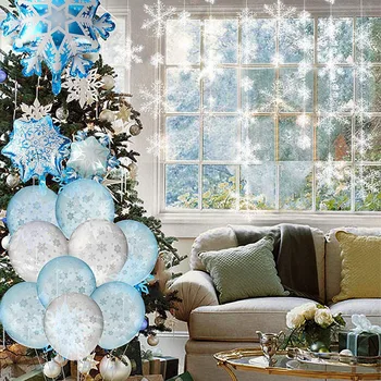 Набор воздушных шаров на зимнюю тему, снежинки, декор из воздушных шаров для мальчика и девочки