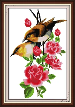 Набор для вышивания крестиком Joy Sunday с предварительной печатью Easy Pattern Набор для вышивания из тисненой ткани Aida-щебет птиц и аромат цветов