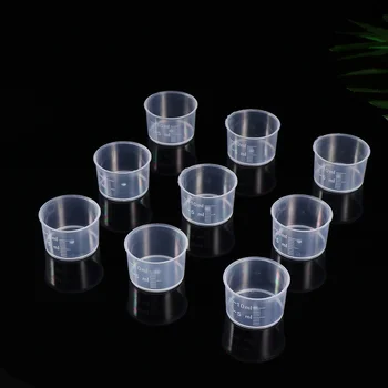 Набор мерных стаканчиков Упаковка из 100 прозрачных мерных стаканчиков по 10 мл в прозрачных контейнерах с утолщенными мерными стаканчиками для смешивания,