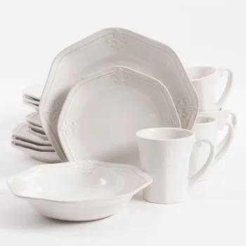 Набор посуды из 16 предметов, наборы тарелок для домашнего ужина, наборы посуды и тарелок