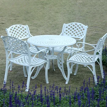 Набор столов из литого алюминия отличного качества, открытый сад, патио, четыре стула