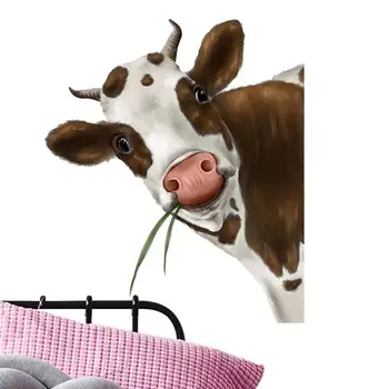 Наклейка на окно Коровы Реалистичные Наклейки с принтом Выглядывающей Коровы Интересные Забавные Наклейки на стену с Выглядывающей Коровой Наклейки на стены с Коровами Наклейки на окна Цепляются