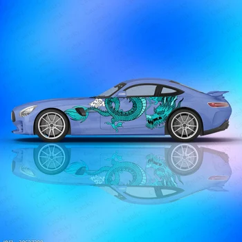 Наклейка с изображением Дракона, полноцветная печать, виниловые наклейки на боковые стороны автомобиля, модифицированная наклейка на боковую дверь с животными, аксессуары для наклейки на автомобиль