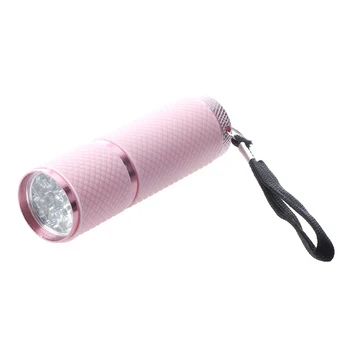 Наружный мини-фонарик с розовым резиновым покрытием на 9 светодиодов