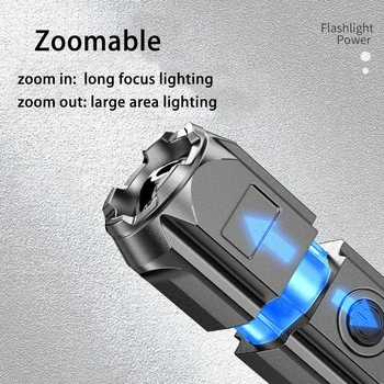 Наружный фонарик USB Ручной Выдвижной Прожектор T6 Лампа из бисера с высокой выносливостью и сильным освещением Наружный Портативный фонарь для кемпинга