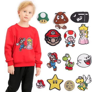 Нашивка на одежду Супер Марио, нашивки с цветочной вышивкой, нашивки с мультяшной игрой, Пришитая нашивка, футболка, сумка для брюк, украшение своими руками, подарки для детей