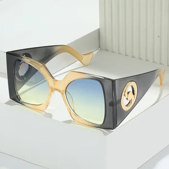 Негабаритные Полые Квадратные Солнцезащитные очки для мужчин и женщин, Фирменный дизайн, Роскошные солнцезащитные очки в стиле хип-хоп для вождения, Винтажные Мужские и Женские очки, Новинка