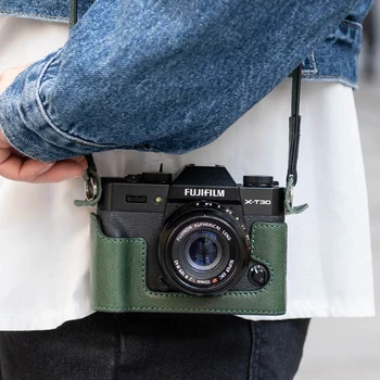 Нижняя половина сумки для видеокамеры Fujifilm X-T30, кожаный чехол, базовые аксессуары, чехол для камеры с отверстием для аккумулятора