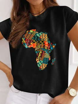 Новая Африканская Забавная Женская Одежда, Повседневная Футболка С Коротким Рукавом, Футболка С Круглым вырезом, Свободная Летняя Белая Футболка С Принтом Camisetas De Mujer