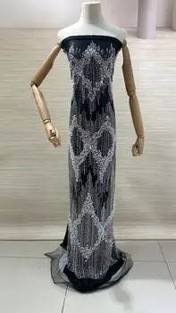новая вышивка пайетками для тяжелой промышленности SYJ-1306301 роскошное вечернее платье с трубкой из бисера, кружевная ткань с пайетками