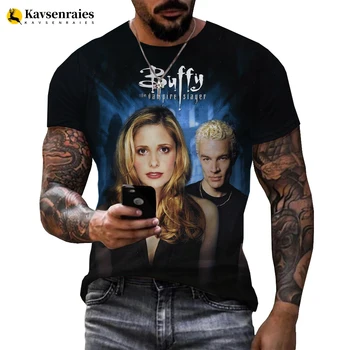 Новое поступление, футболка с 3D принтом Buffy The Vampire Slayer, Мужская Женская летняя модная повседневная футболка в стиле хип-хоп с коротким рукавом, 6XL
